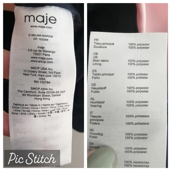 Maje Blima Colour Blocked Love Logo-Print Windproof Navy Zip Jacket 36 or Small - Picture 13 of 16